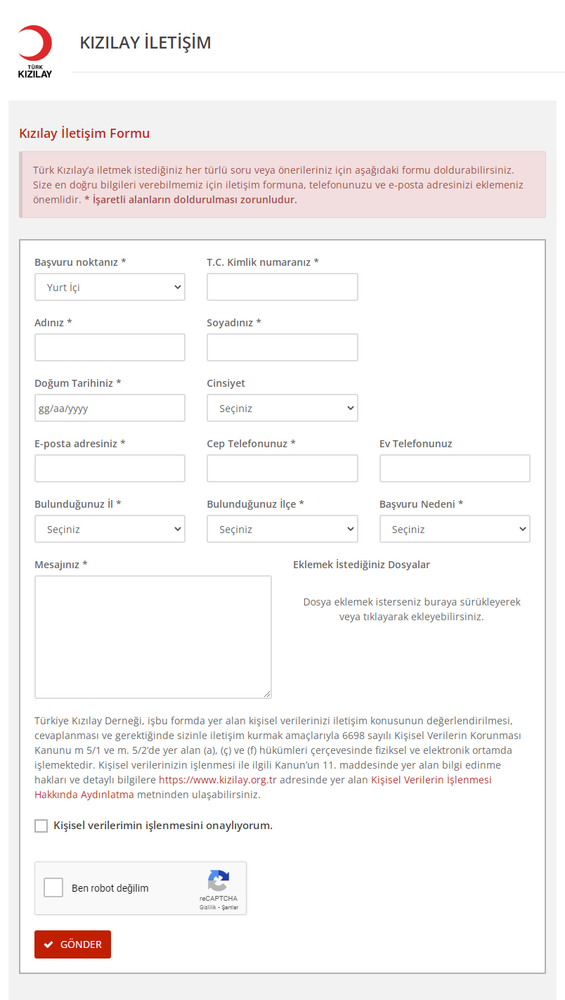 Kızılay 400 TL başvuru formu